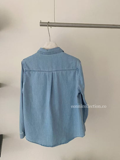 #1026 Long Sleeve Denim Shirt - Light Blue